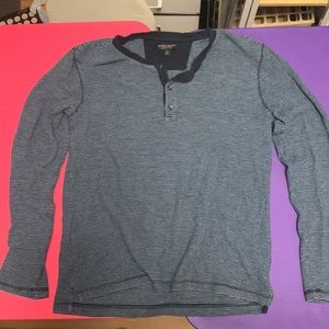 Banana Republic Blue Striped Long-Sleeved Shirt